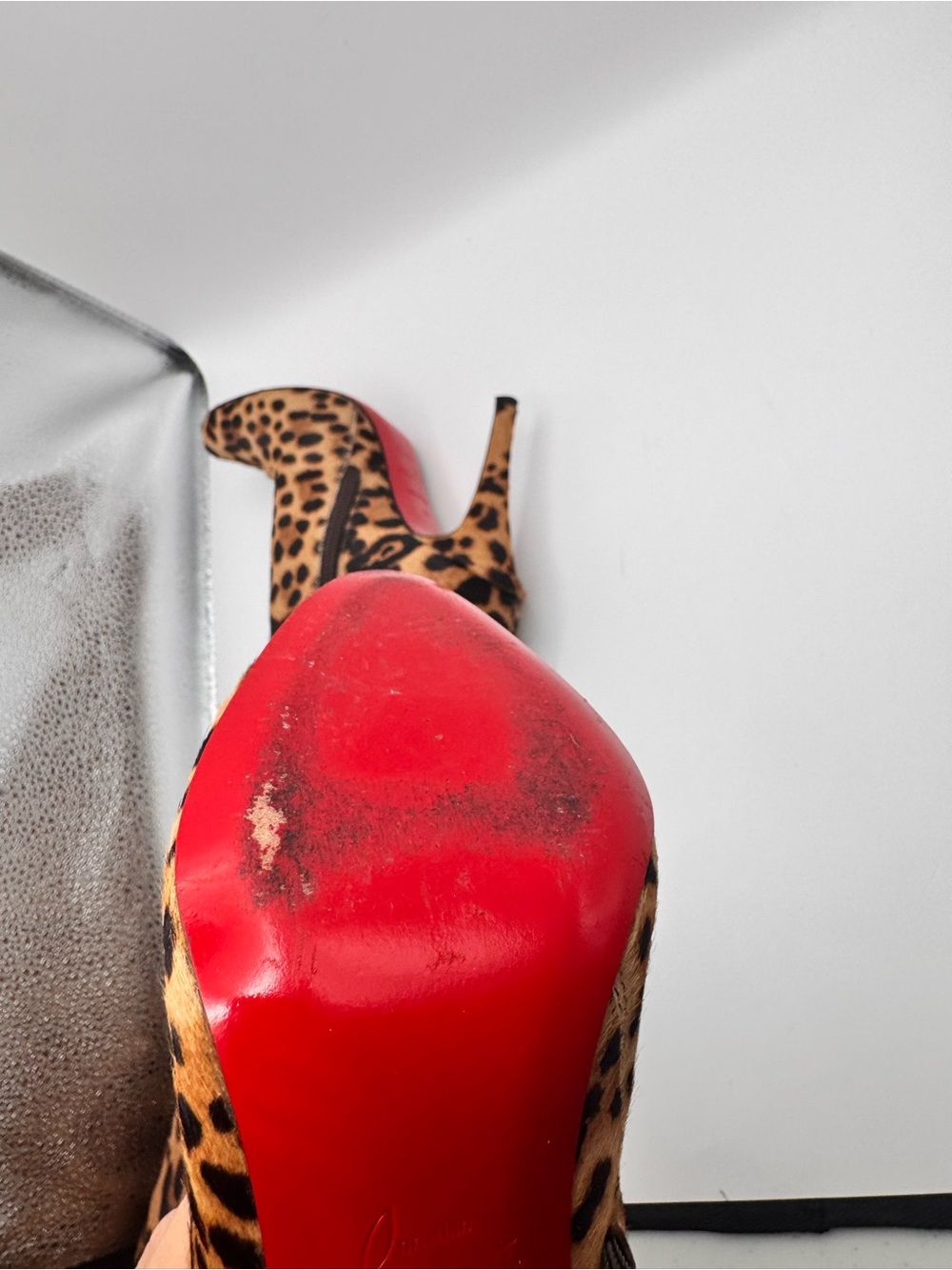 Christian Louboutin Leopard Pony Hair Knee High Boots Red Sole EU 35 - Picture 12 of 12